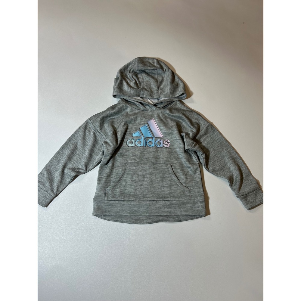 Adidas Hoodie Toddler 3T Gray Excellent Pastel Logo Pullover Sweatshirt